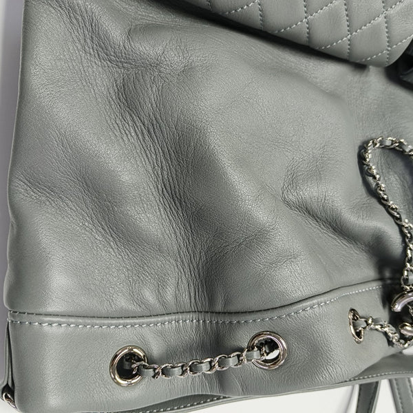 Quilted Calfskin Backpack Gray