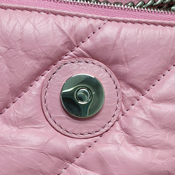 Hourglass Wallet On Chain Small Quilted Calfskin Pink