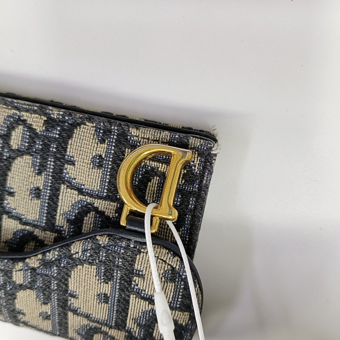 Saddle Mini Oblique Canvas Blue Wallet