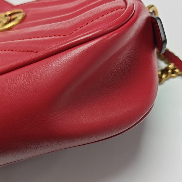GG Marmont Super Mini Quilted Calfskin Red