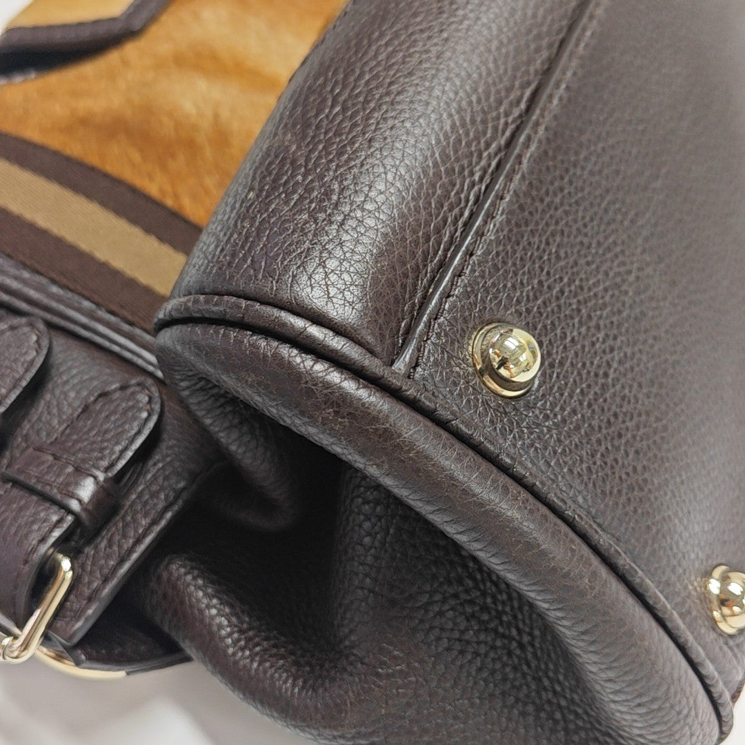 Calfskin Top Handle Bag Brown
