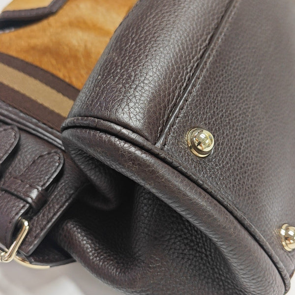 Calfskin Top Handle Bag Brown