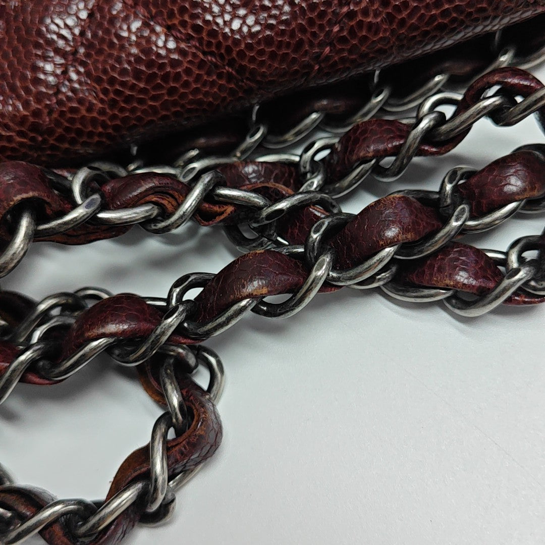Quilted Grained Calfskin Shoulder Bag Red