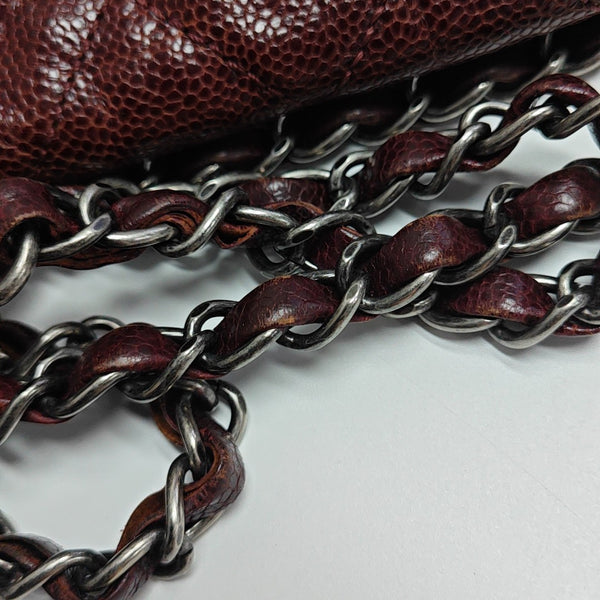 Quilted Grained Calfskin Shoulder Bag Red