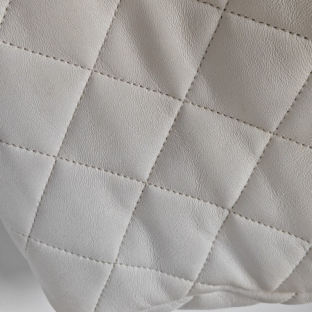 Quilted Lambskin Tote Bag White