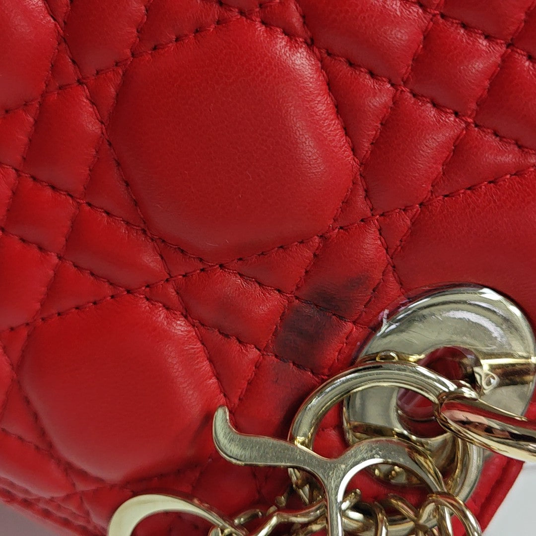 Lady Dior Medium Cannage Lambskin Red