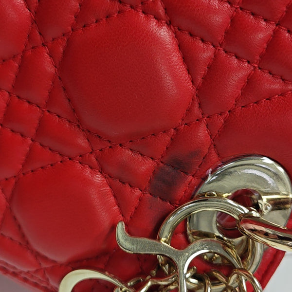 Lady Dior Medium Cannage Lambskin Red