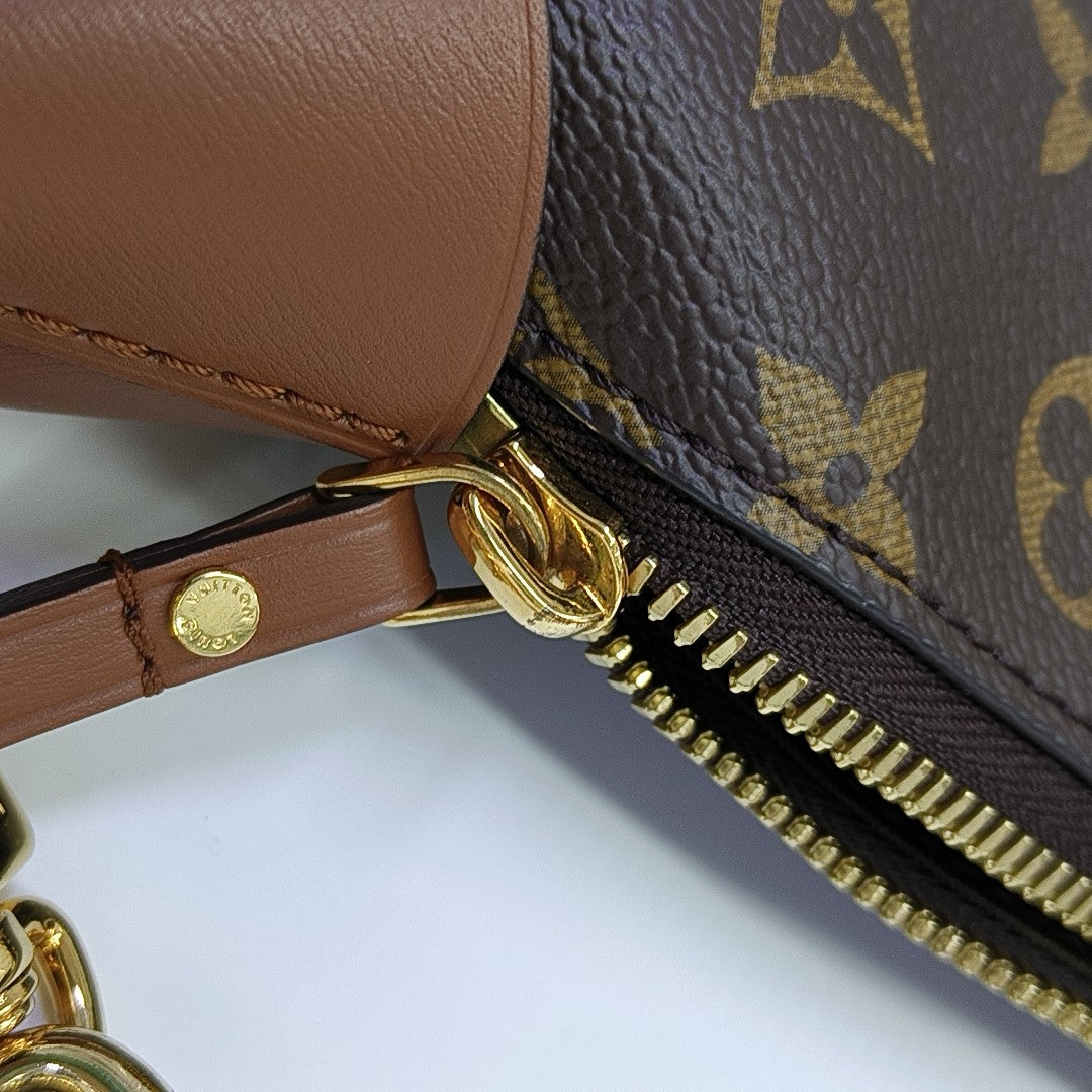 LOOP HOBO Monogram Coated Canvas Brown