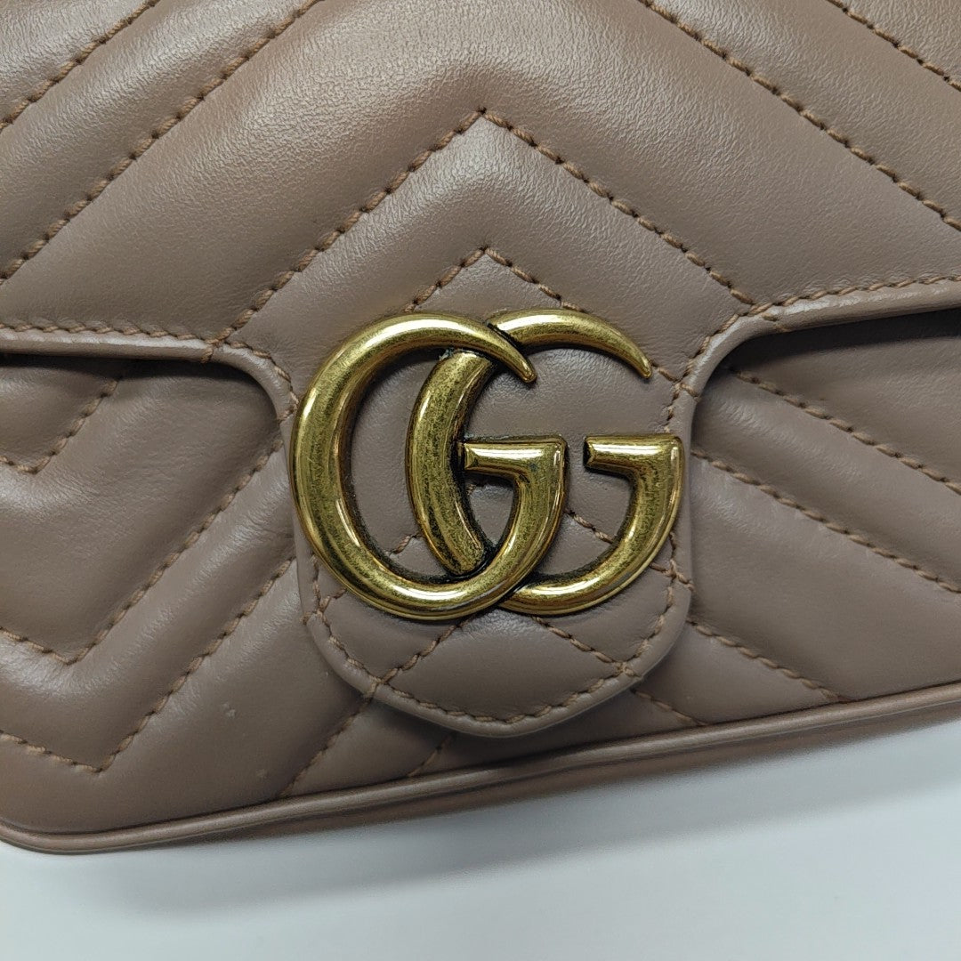 GG Marmont Mini Quilted Calfskin Beige