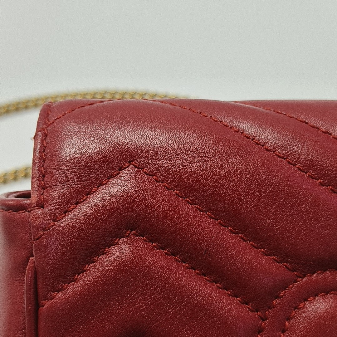 GG Marmont Mini Quilted Calfskin Red