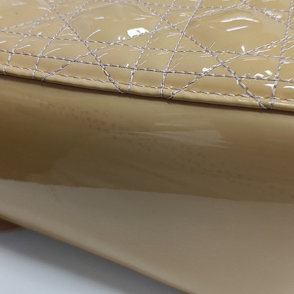 Lady Dior Medium Cannage Patent Leather Beige