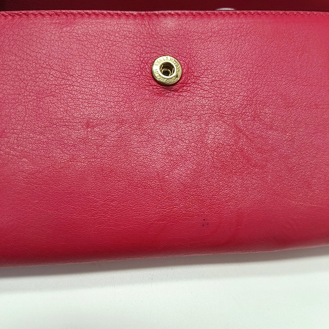 Authenticated pre-owned  Rockstud Calfskin Red Wallet - Wallet at Looply