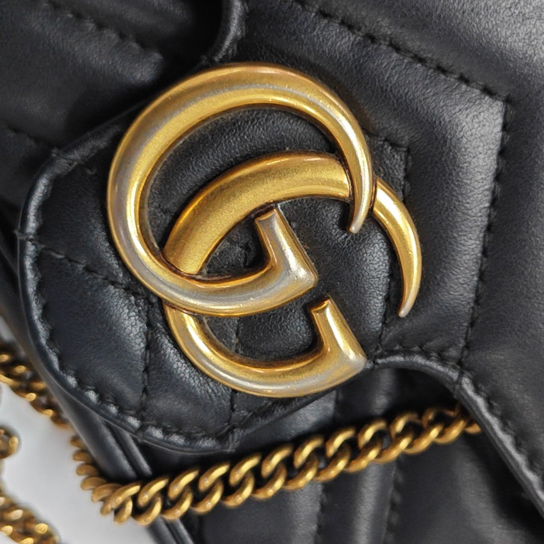 GG Marmont Mini Quilted Calfskin Black