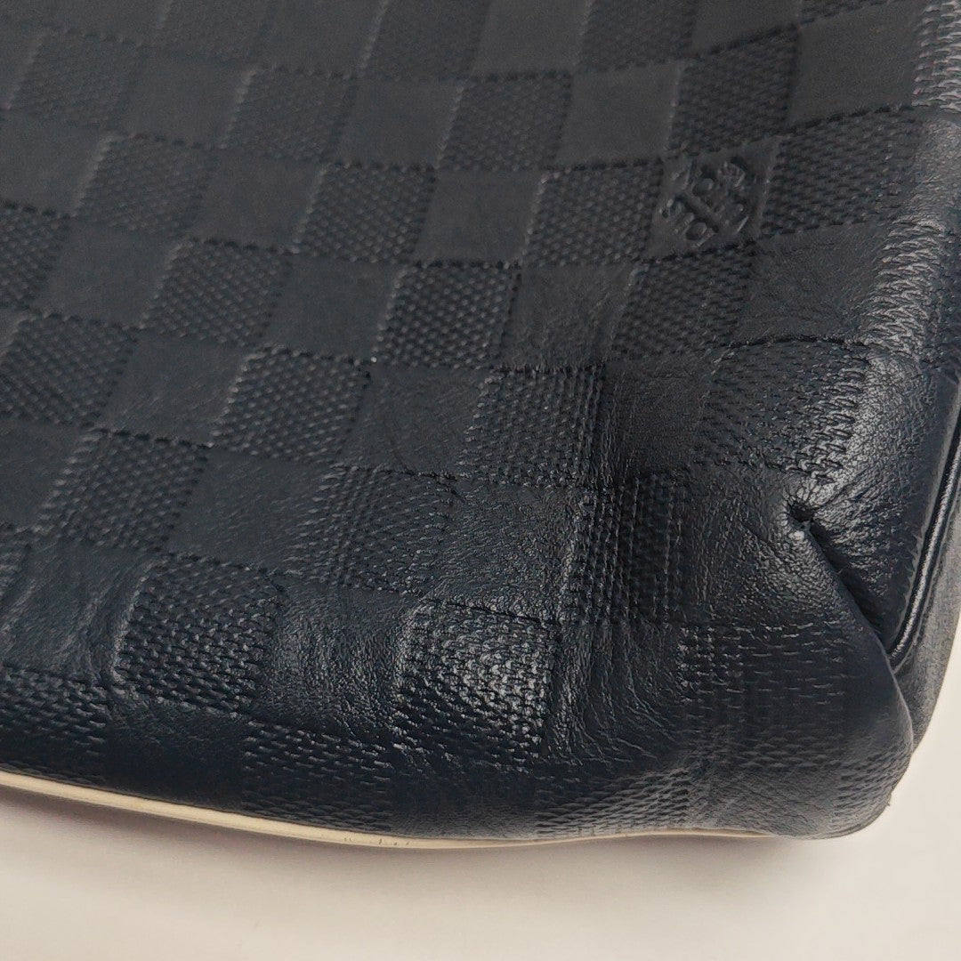 Damier Calfskin Crossbody Bag Blue