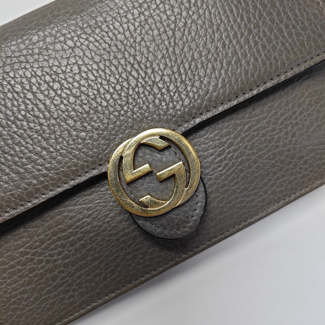 Interlocking G Small Calfskin Gray