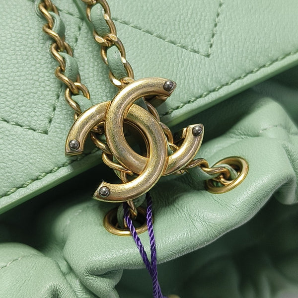 DRAWSTRING Quilted Lambskin Green