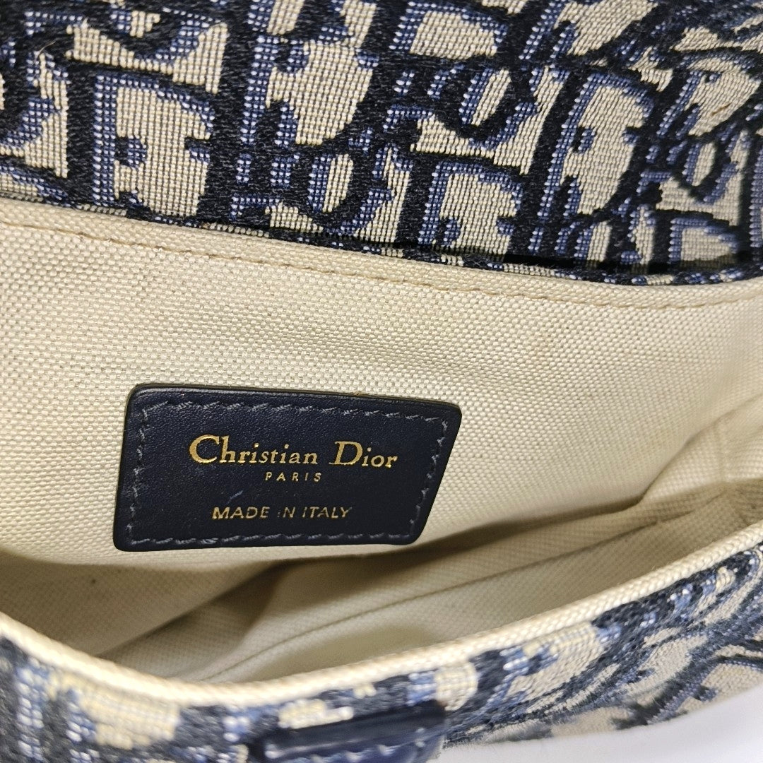 Authenticated pre-owned  Saddle Mini Oblique Canvas Blue - Shoulder Bag at Looply