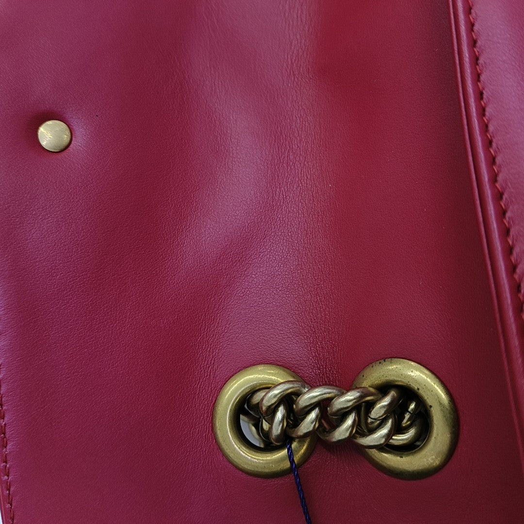 GG Marmont Small Quilted Calfskin Red