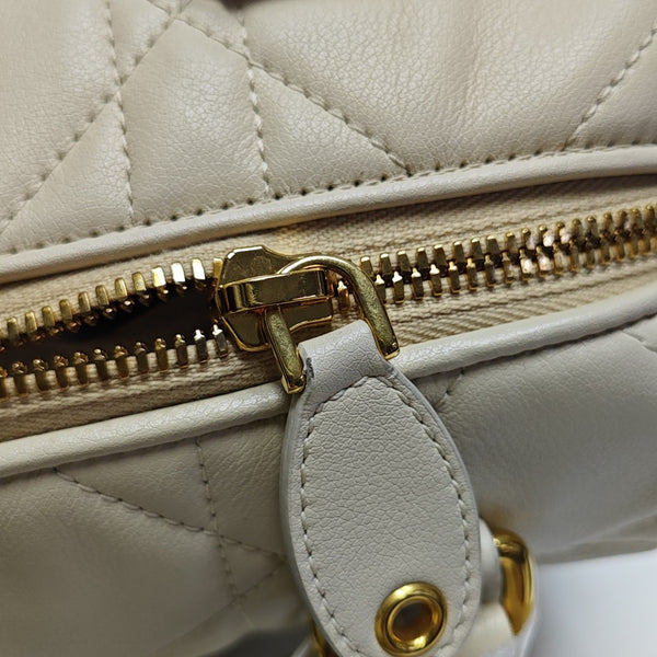 Cannage Calfskin Shoulder Bag White