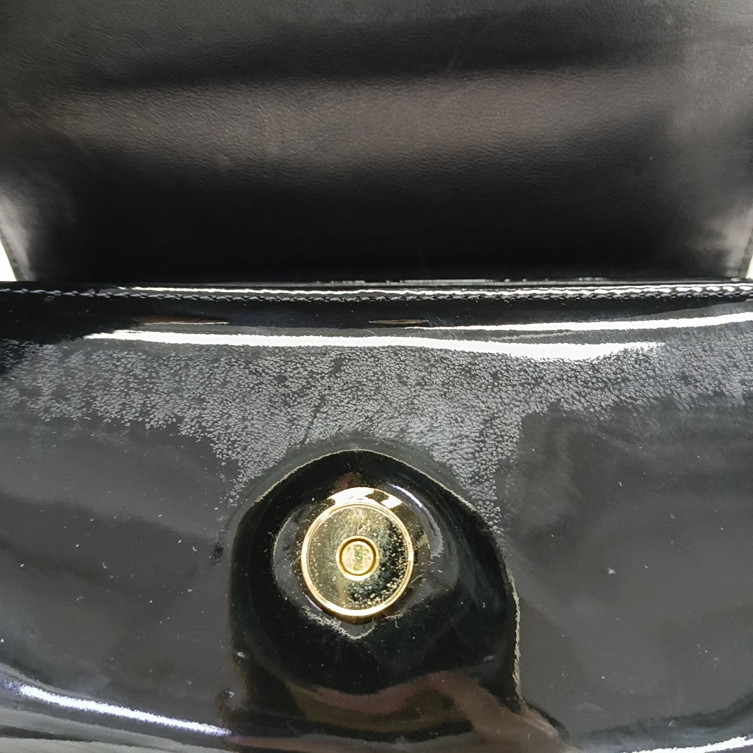 Patent Leather Top Handle Bag Black