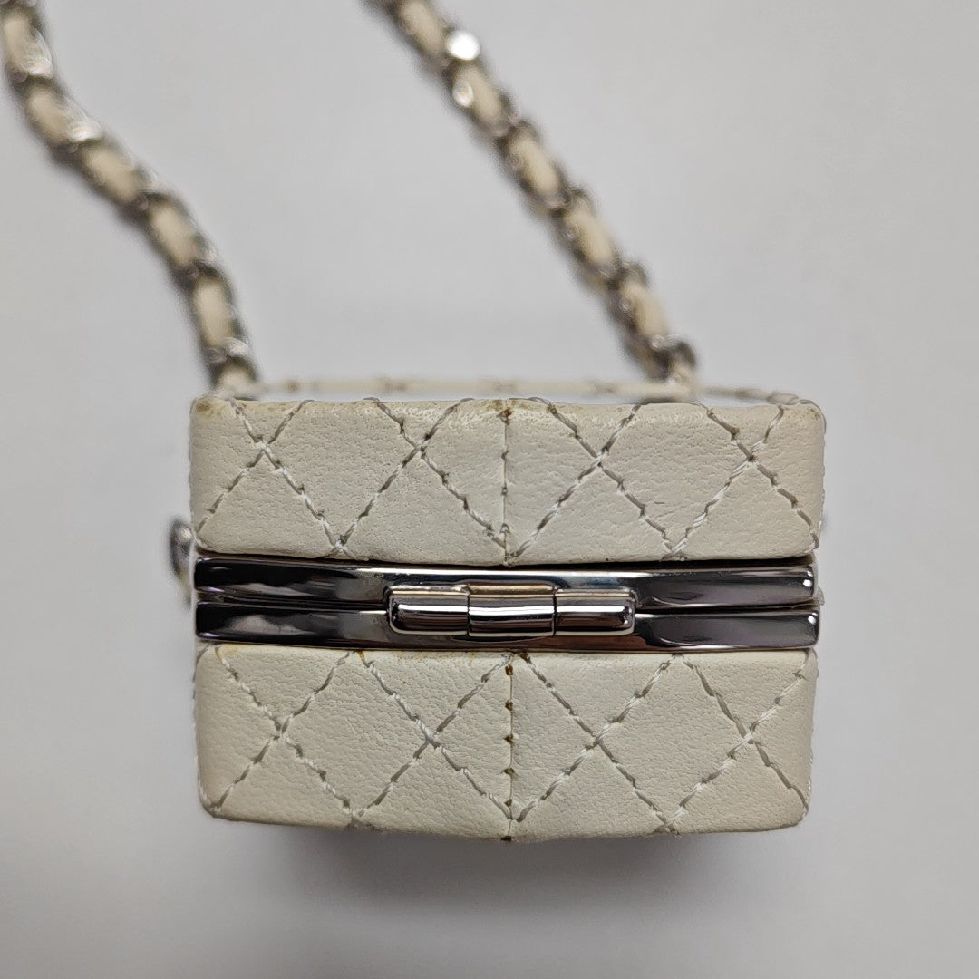 Quilted Lambskin Shoulder Bag White