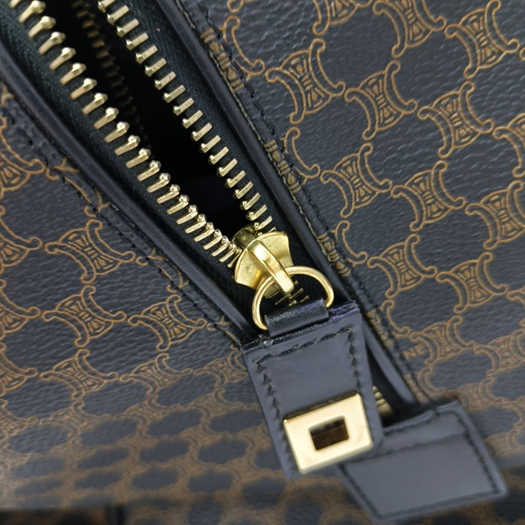 Coated Canvas Top Handle Bag Black