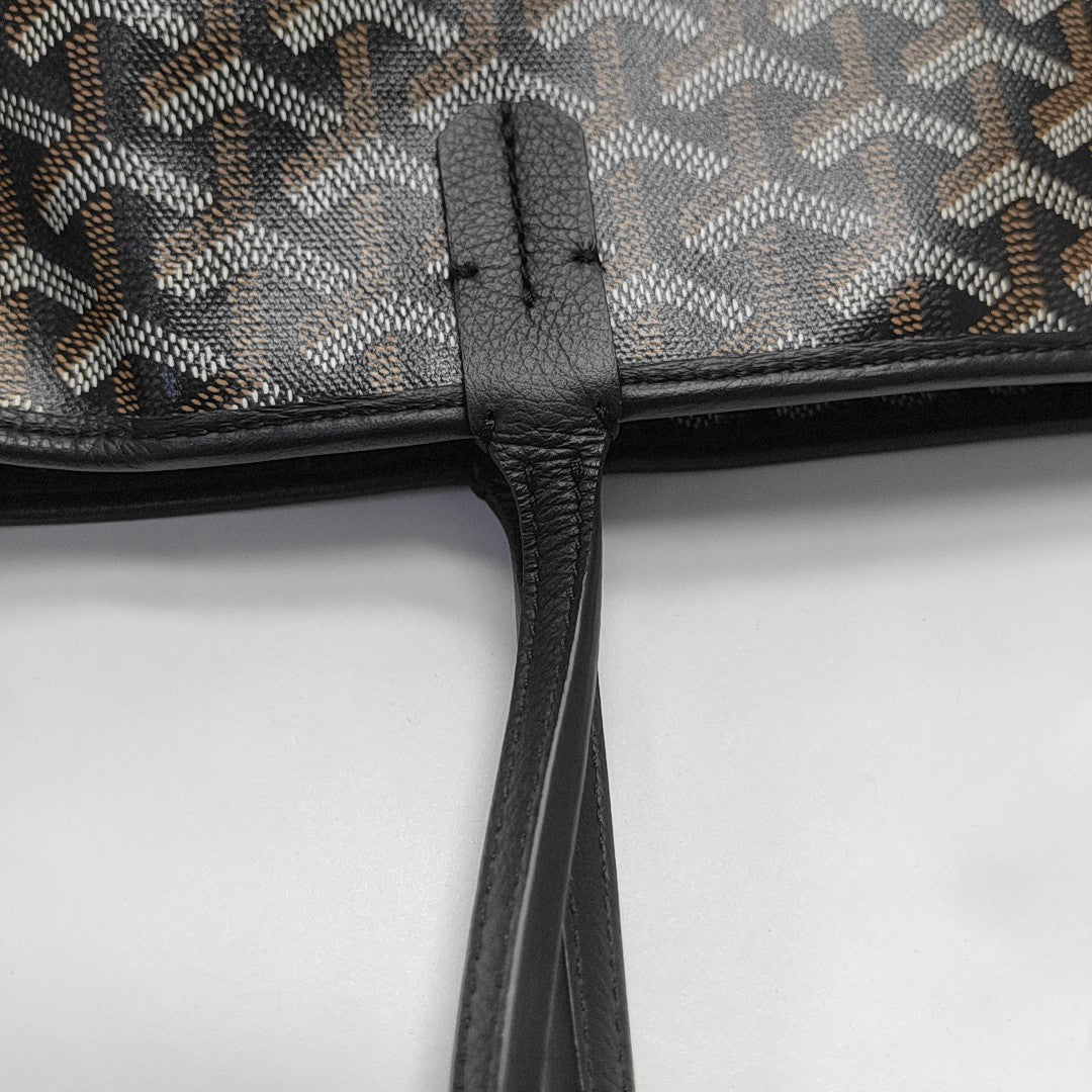 Coated Canvas Top Handle Bag Black