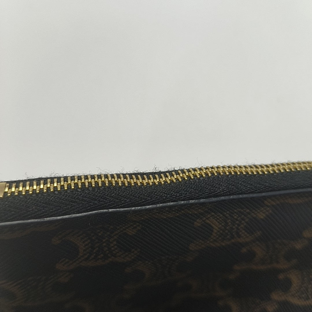 Coated Canvas Clutch Brown