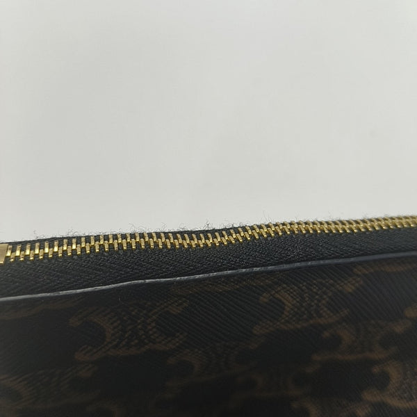 Coated Canvas Clutch Brown