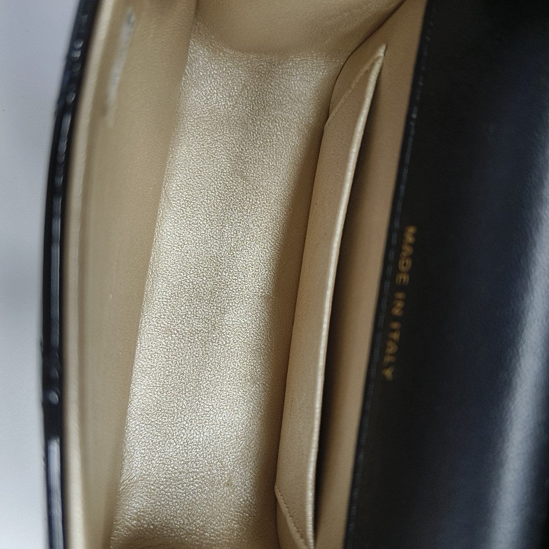 Quilted Patent Leather Crossbody Bag Black