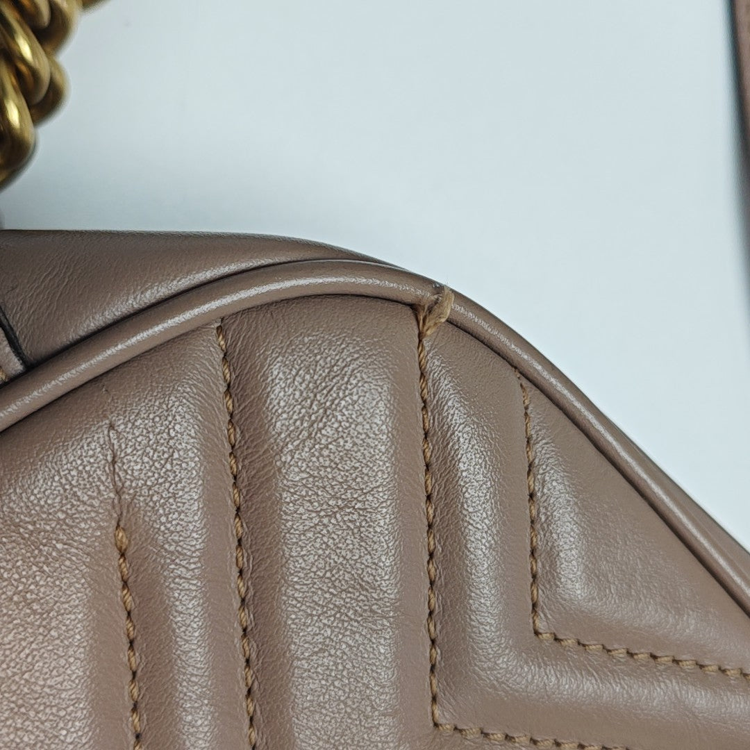 GG Marmont Small Quilted Calfskin Beige