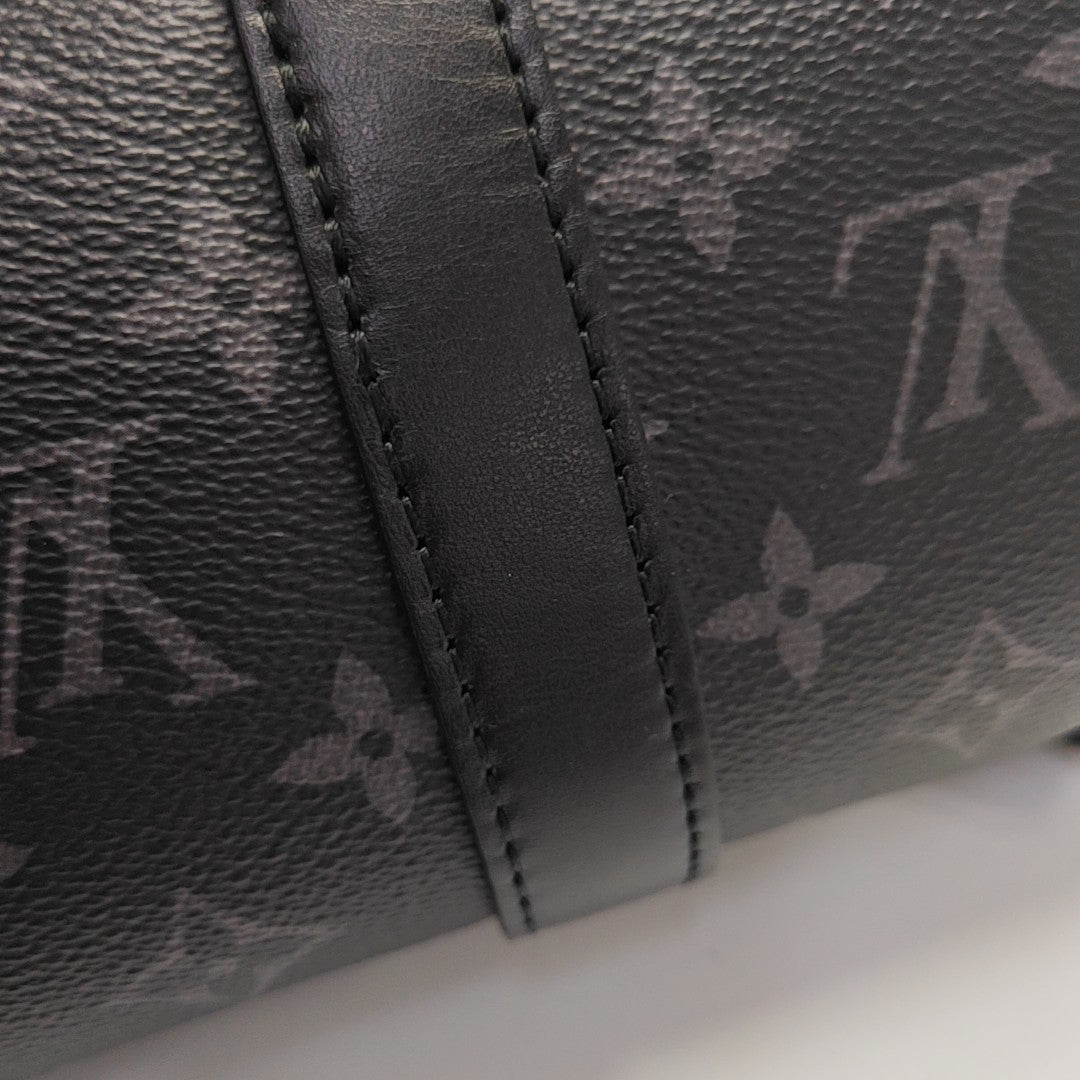 KEEPALL 25 Monogram Coated Canvas Black
