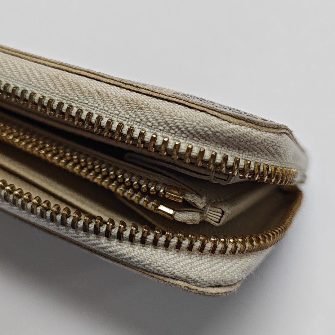 ZIPPY Damier Azur Coated Canvas White Wallet