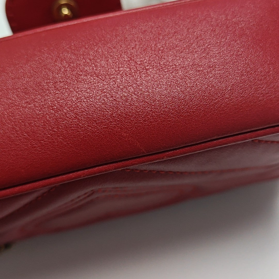 GG Marmont Mini Quilted Calfskin Red