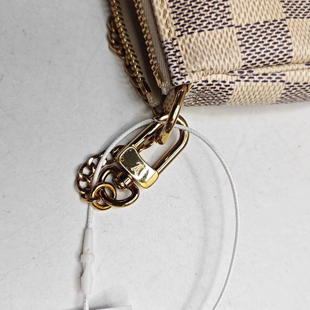 Authenticated pre-owned  ACCESSOIRES Mini Damier Azur Coated Canvas White - Top Handle Bag at Looply