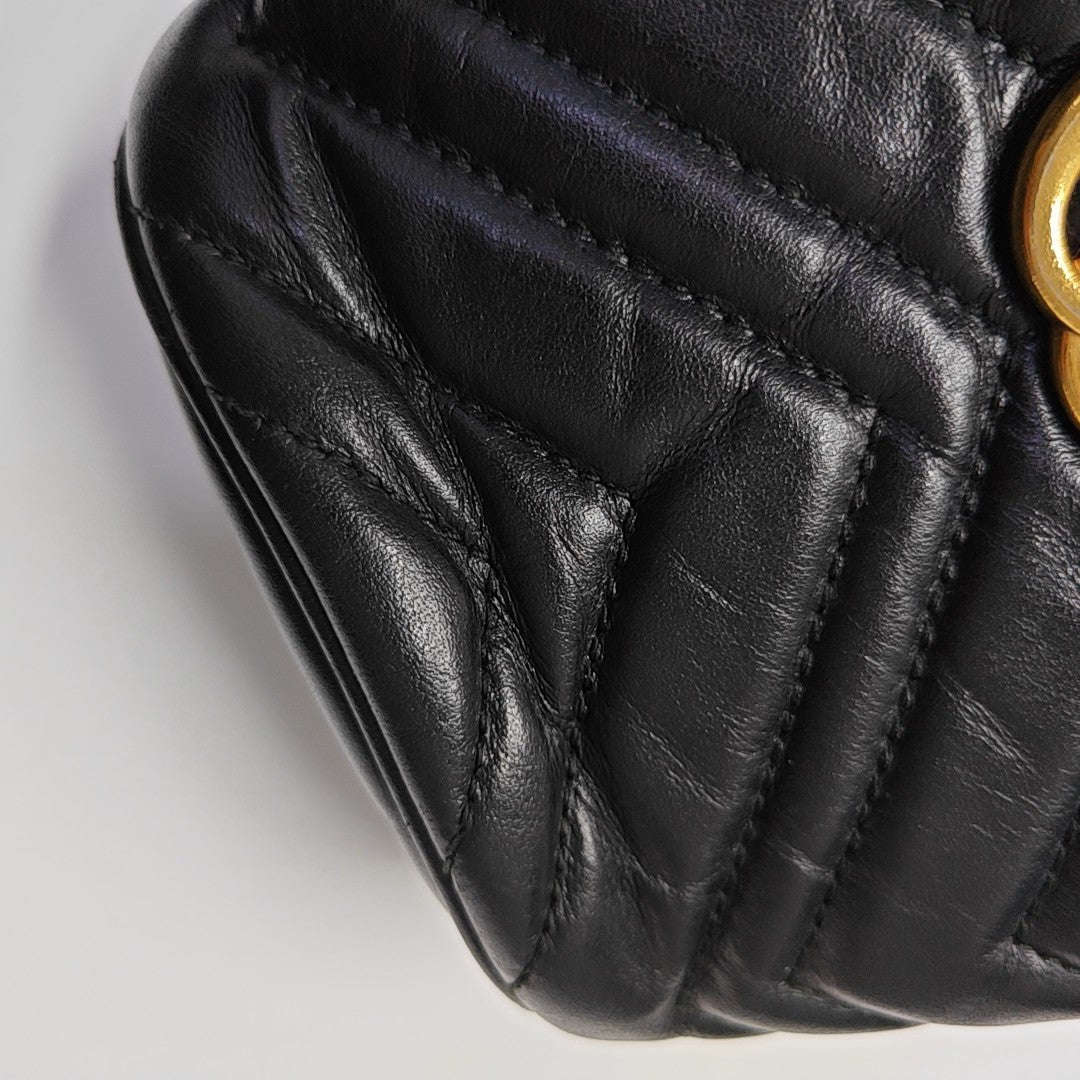 GG Marmont Mini Quilted Calfskin Black