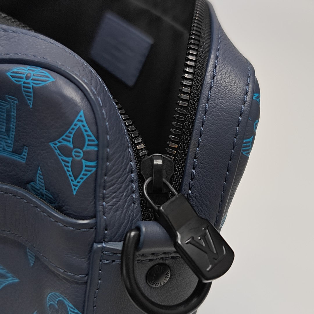 TRIO Monogram Calfskin Blue