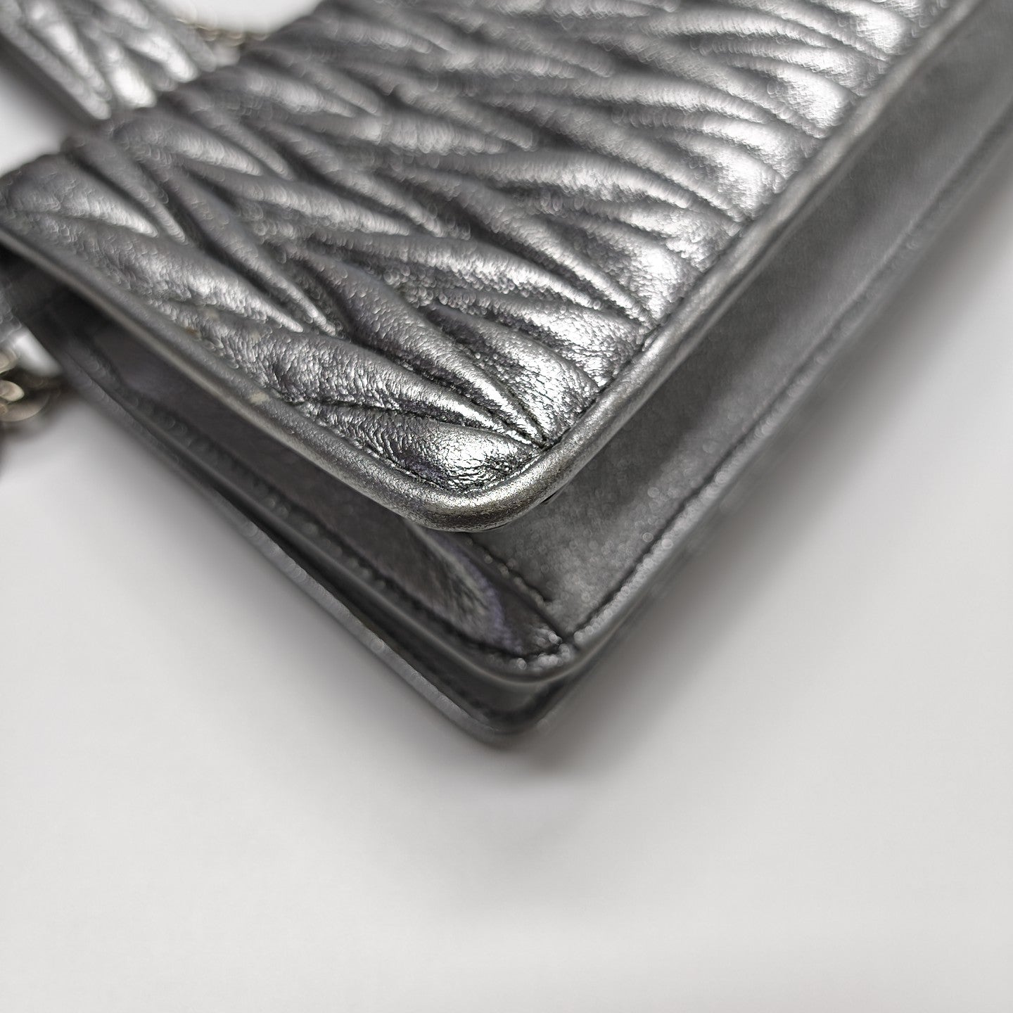 Quilted Lambskin Shoulder Bag Silver