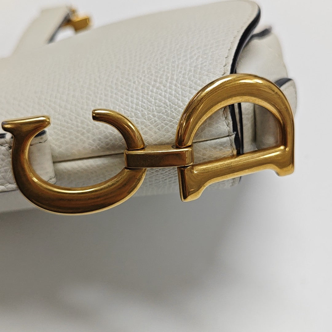Saddle Mini Calfskin White