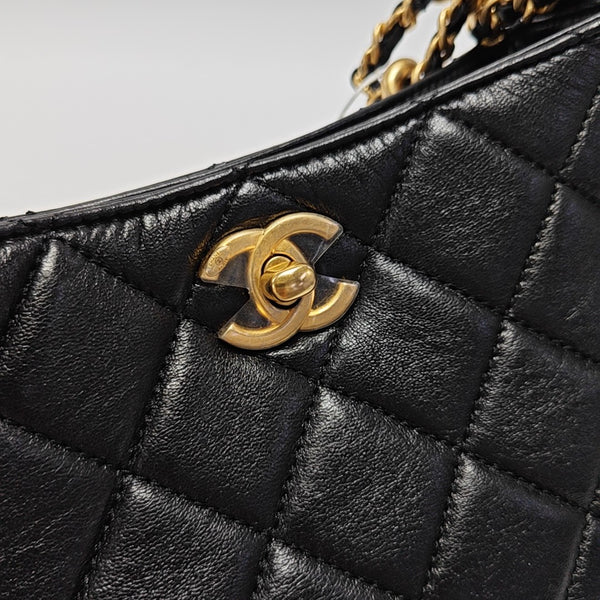 23A HOBO Quilted Lambskin Black