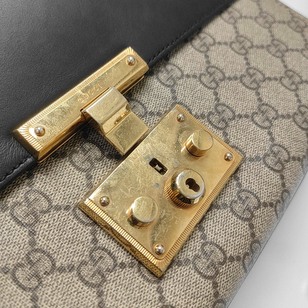 Padlock Medium Monogram Coated Canvas Beige