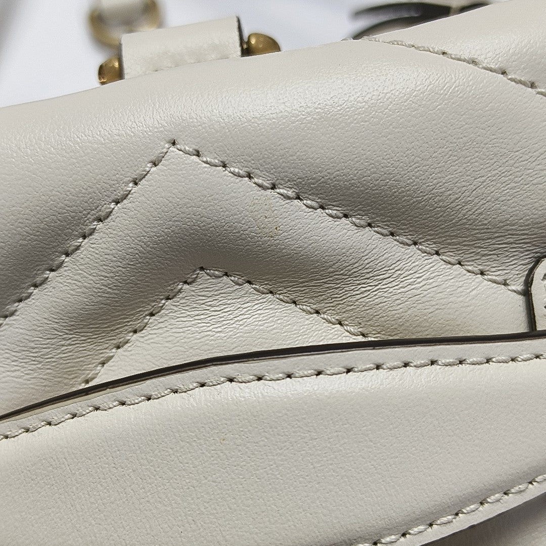 GG Marmont Mini Quilted Calfskin White