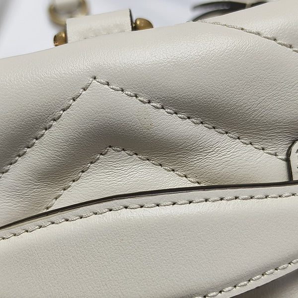 GG Marmont Mini Quilted Calfskin White