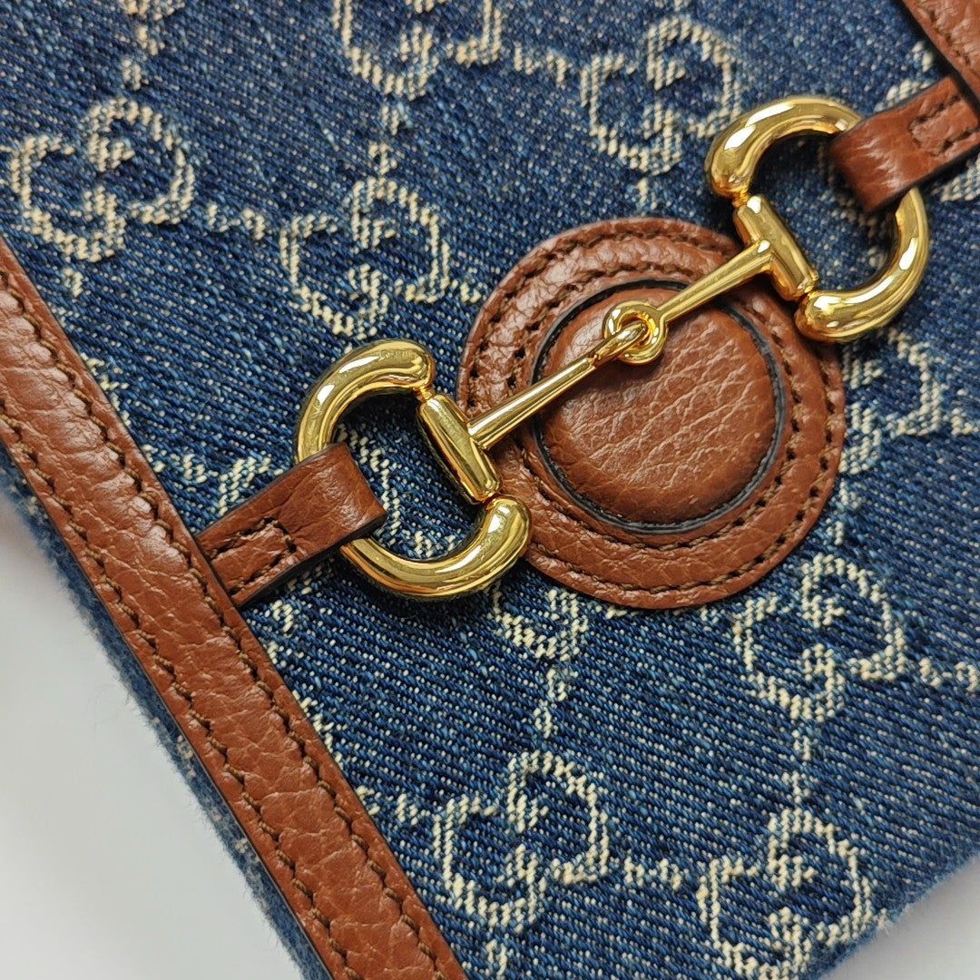 Horsebit 1955 Mini Monogram Denim Blue