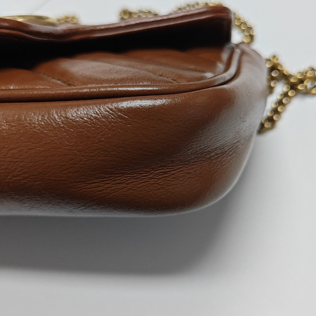 GG Marmont Mini Quilted Calfskin Brown