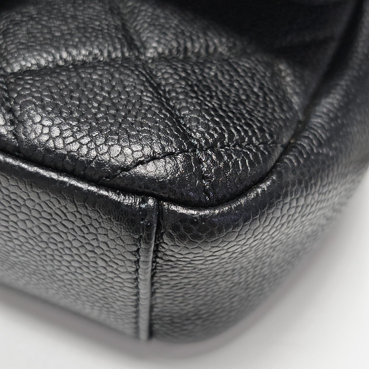 Quilted Grained Calfskin Shoulder Bag Black