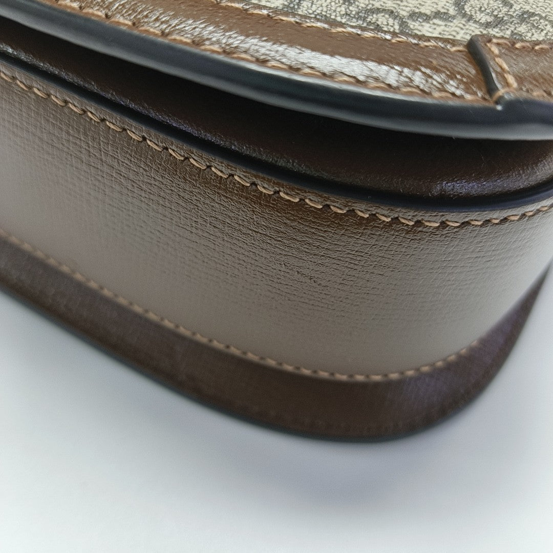 Horsebit 1955 Medium Monogram Coated Canvas Beige
