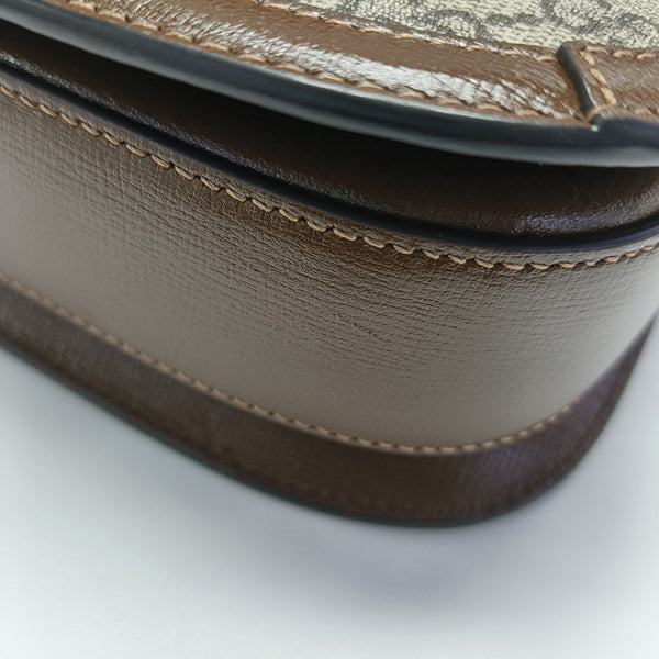 Horsebit 1955 Medium Monogram Coated Canvas Beige