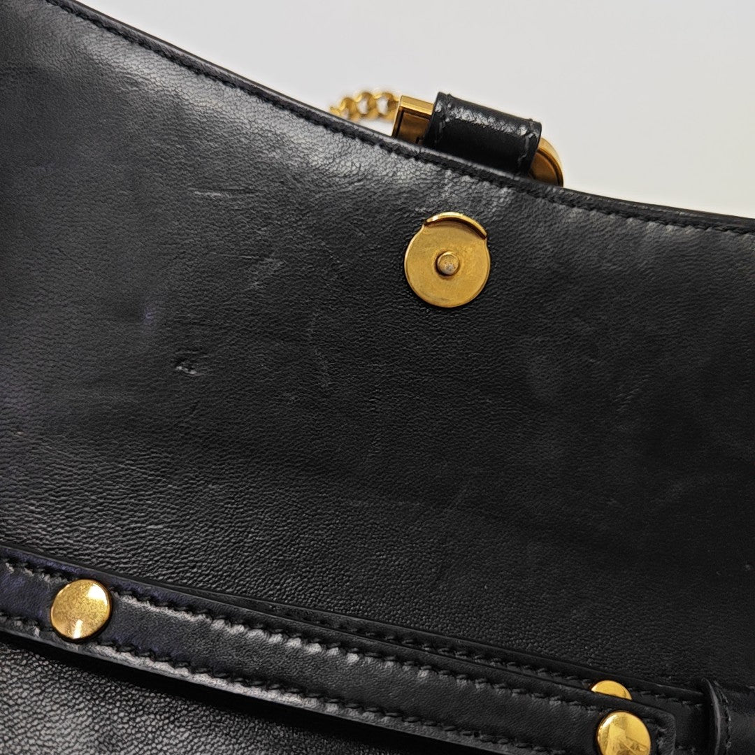 Hourglass Wallet On Chain Mini Calfskin Black