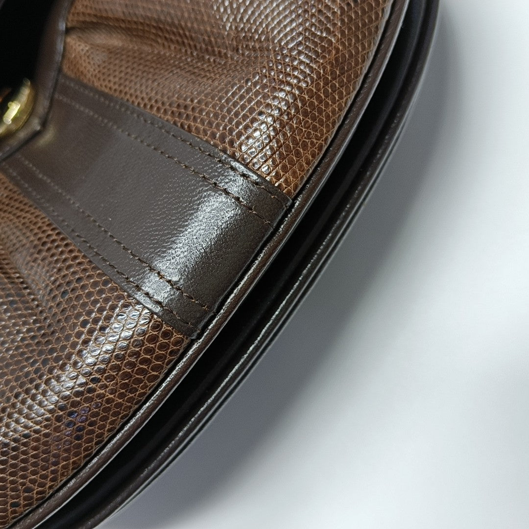 Lizard Shoulder Bag Brown